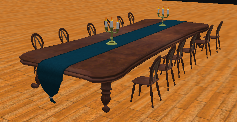 A Screenshot of a fancy table and chairs in Second Life.