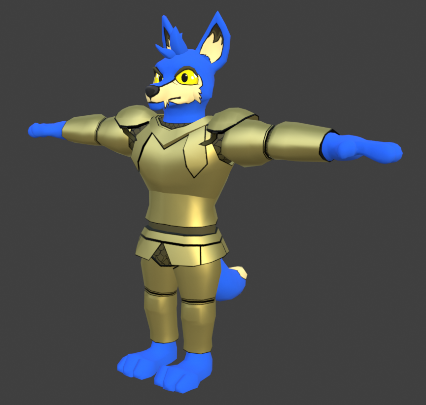 Jeran wearing his armour doing a T Pose
