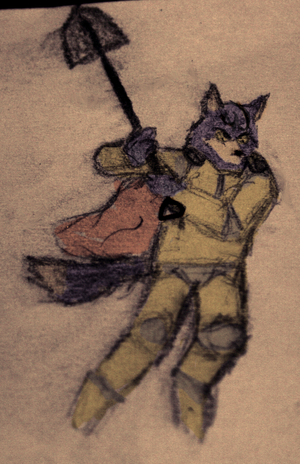 A sketchy colored pencil drawing of Jeran from Neopets.