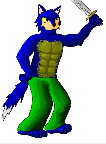 A sketchy flash drawing of a shirtless Jeran from Neopets.